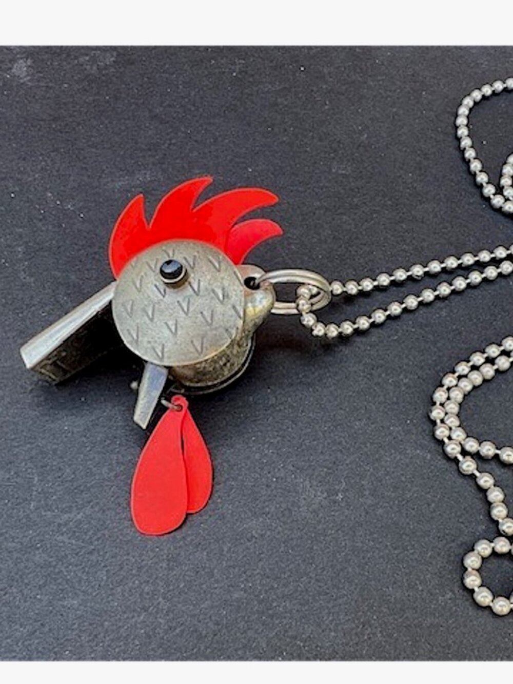 Vintage '99 Lisa & Scott Cylinder Chicken Whistle Necklace Chickenscratch signed